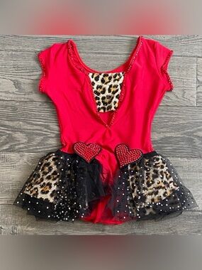 Cheetah Heart Kids Dance Costume - Red and Black - EXCELLENT CONDITION!